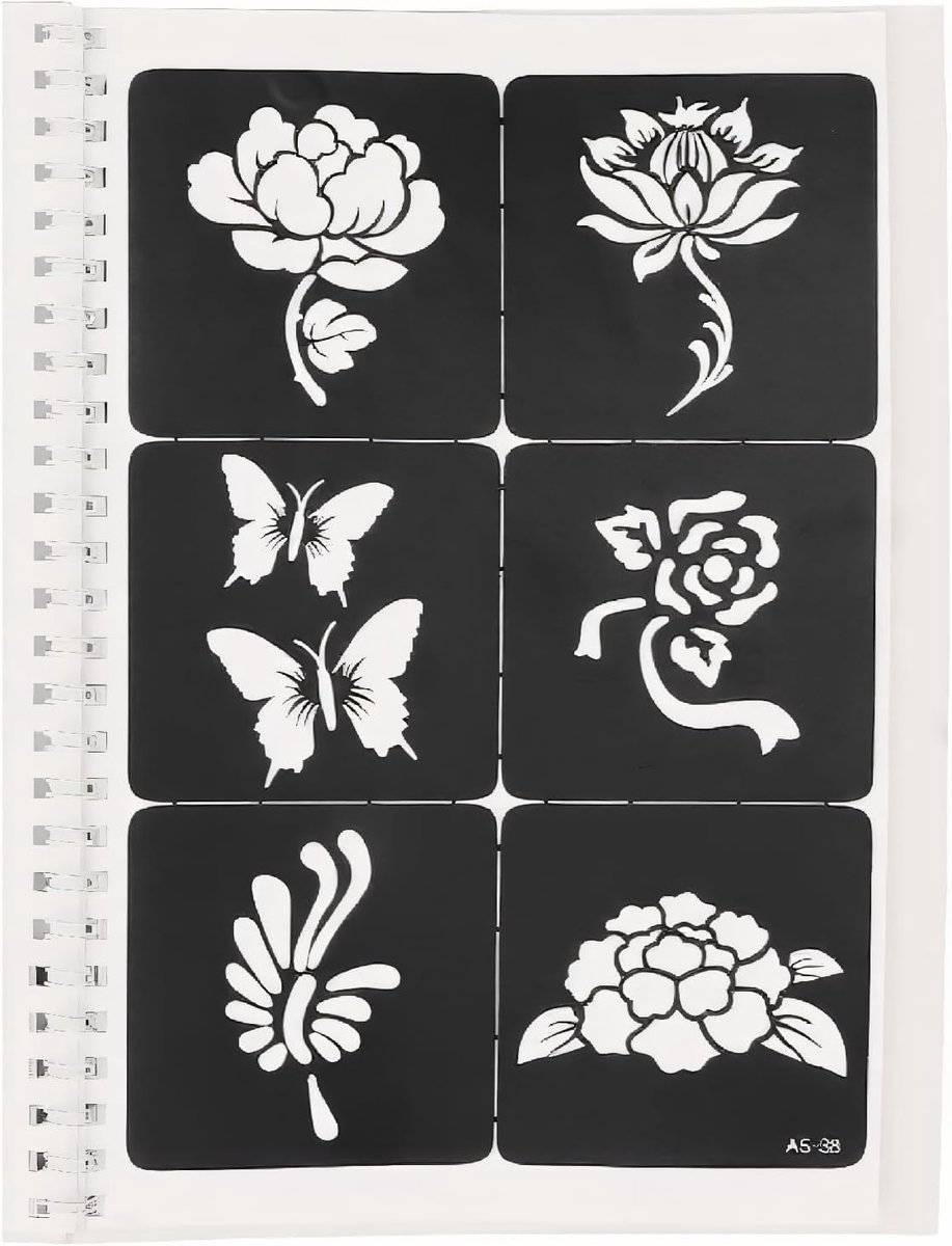 97 Stks Glitter Tattoo Stencils, 10 Vellen Tijdelijke Airbrush Tattoo Sjablonen Set, Jongens en Mannen Herbruikbare Tattoo Kit voor Kinderen Volwassenen Meisjes Vrouwen Body