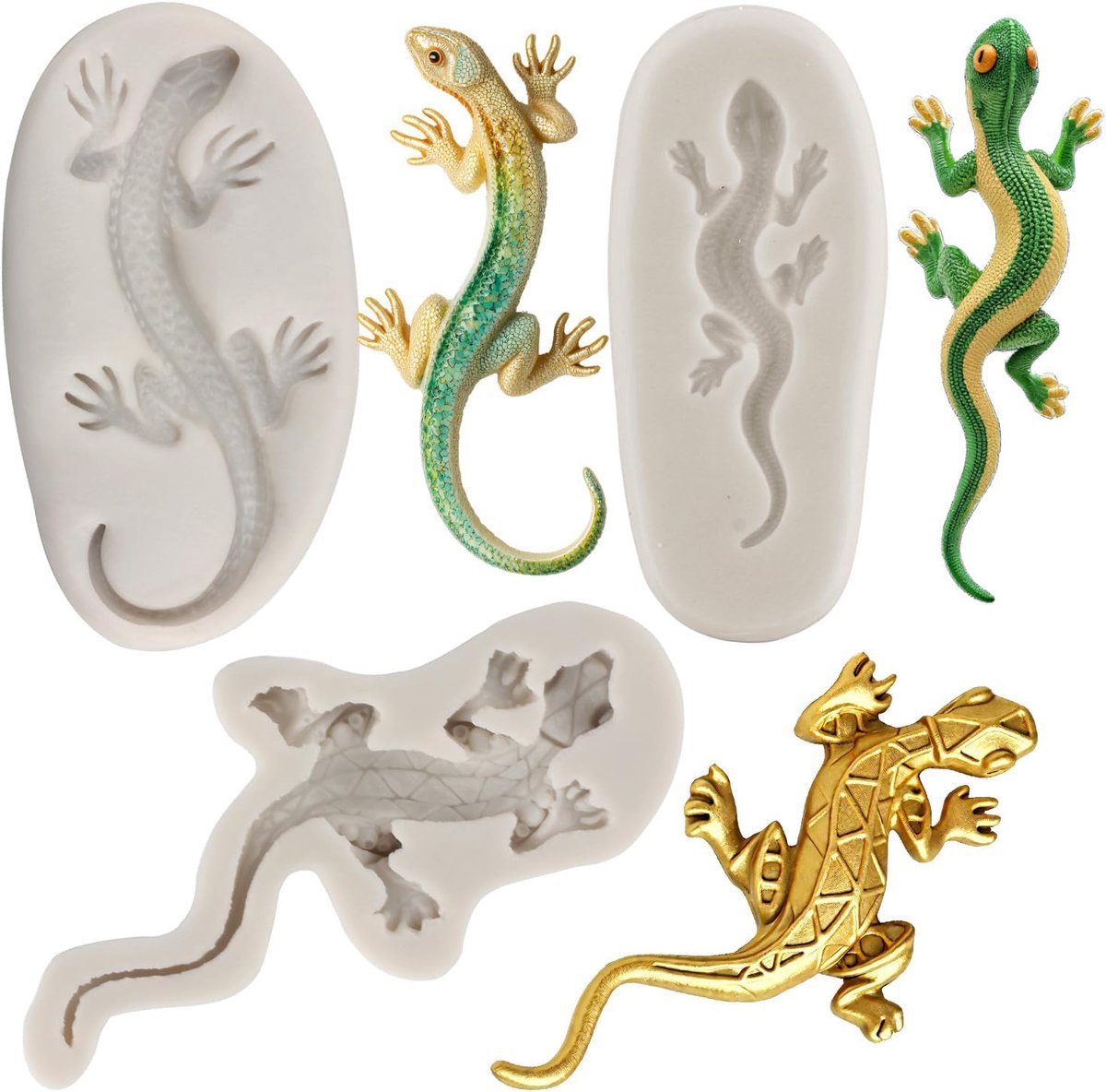 3 stuks 3D hagedissen gecko fondantvorm siliconen vormen voor chocolade snoep bakken hars klei taartdecoratie cupcake topper