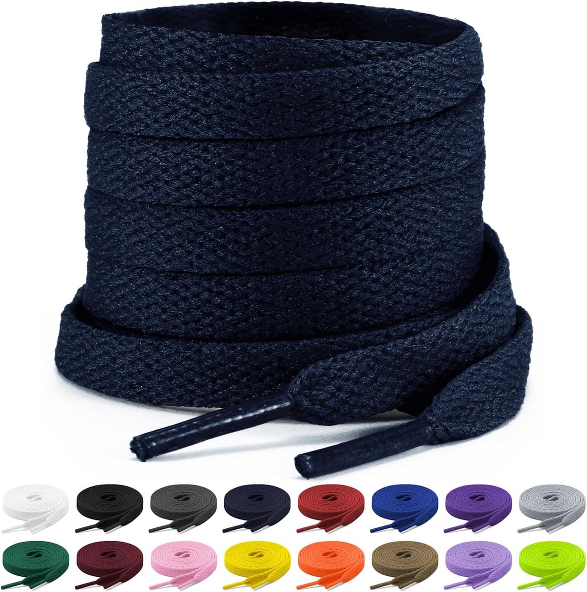 2 paar platte veters, 8 mm brede veters, platte veters, vervangende schoenveters voor sportschoenen, hardlopen, volwassenen, kinderen, polyester