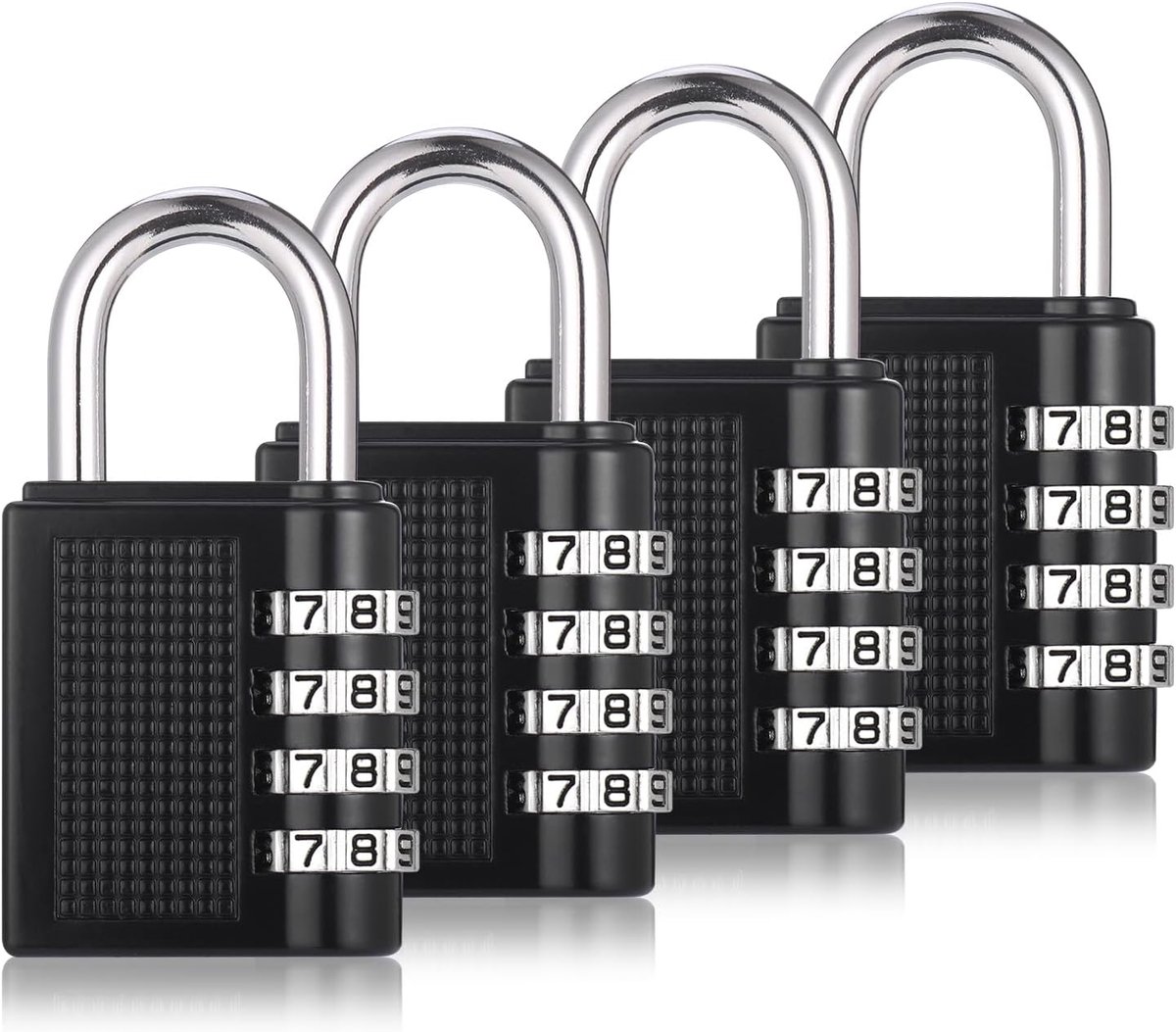 4-pack 4-cijferig combinatieslot, outdoor waterdicht combinatiehangslot voor school gym locker, sportkluis bagagesloten (zwart)