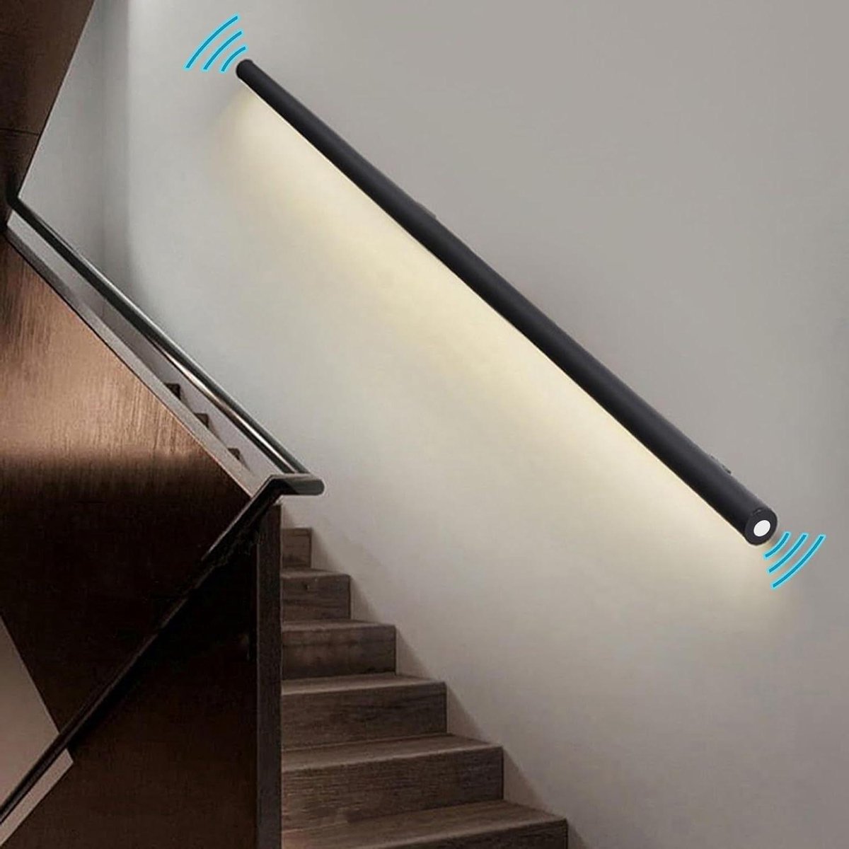 Trapleuning met Sensorlicht - Veiligheidsleuning LED - Trap Verlichten - Geïntegreerde Bewegingssensor - 160 cm - Matzwart