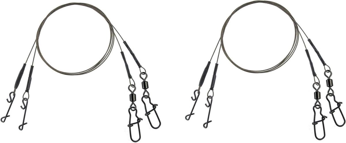Stalen Voorvak Set - Roofvis Leaders - Vissen op Roofvis - Knooploze Connector - 50 cm 6-20 kg - Bruin