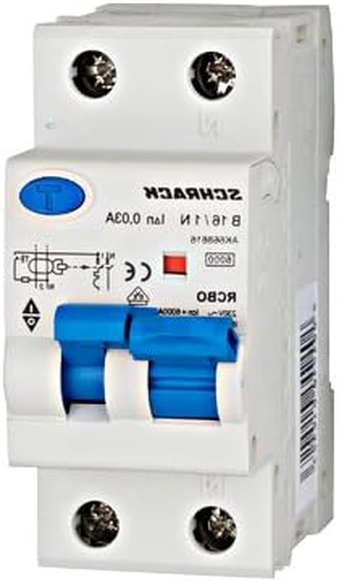 Beveiligingsschakelaar - Combischakelaar RCBO - Installatie Beveiligen - Type A VDE - B16A 30mA - Grijs