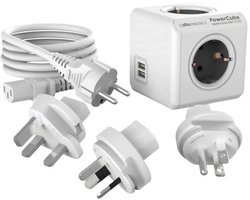 DesignNest PowerCube ReWirable - USB - Schuko - Grijs