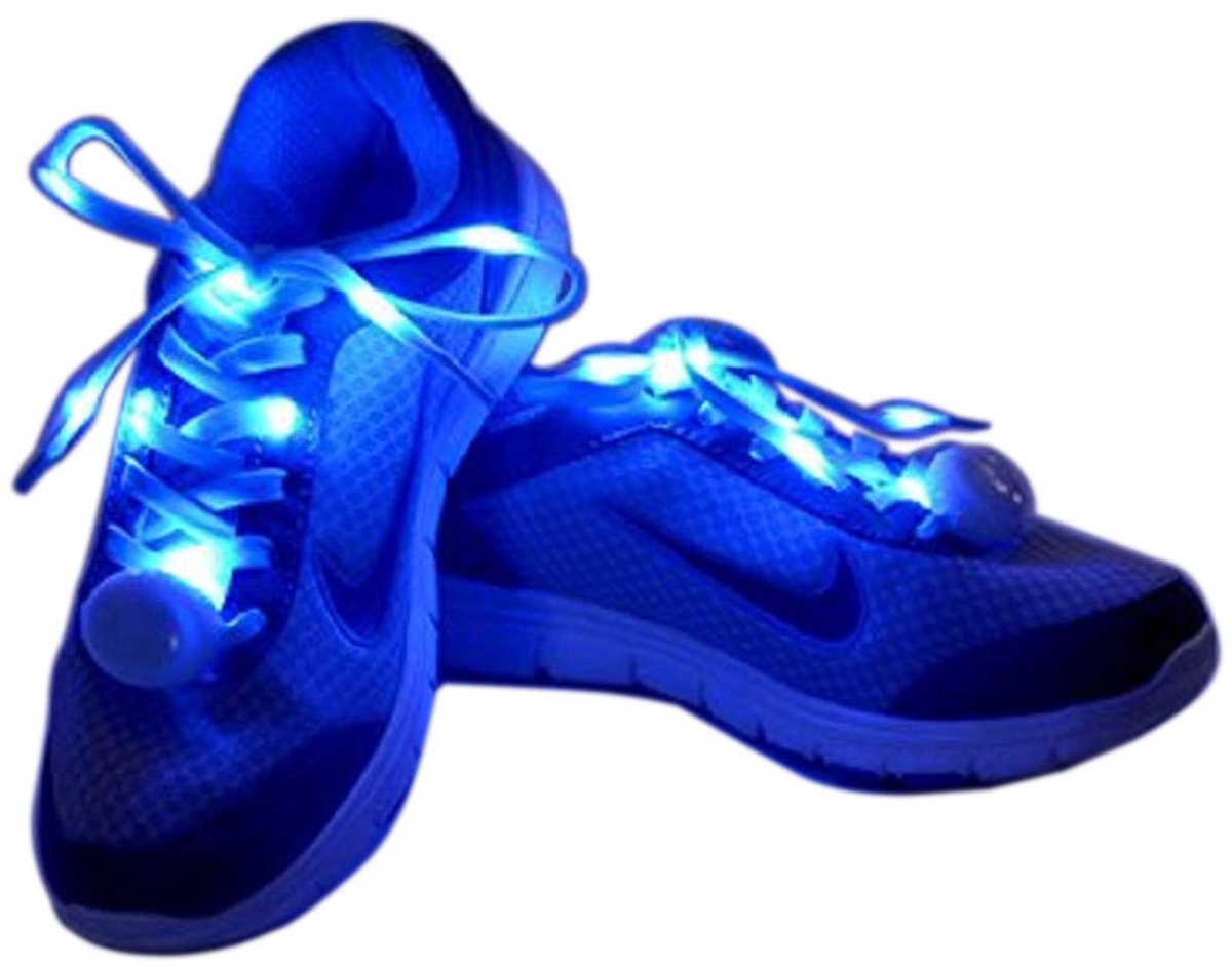Veters LED - Lichtgevende veters - Opvallende veters - Schoenveters met verlichting - Glow in the dark veters - Coole veters - Schoenveters - Op batterijen - 70 cm - Blauw - Jonyx