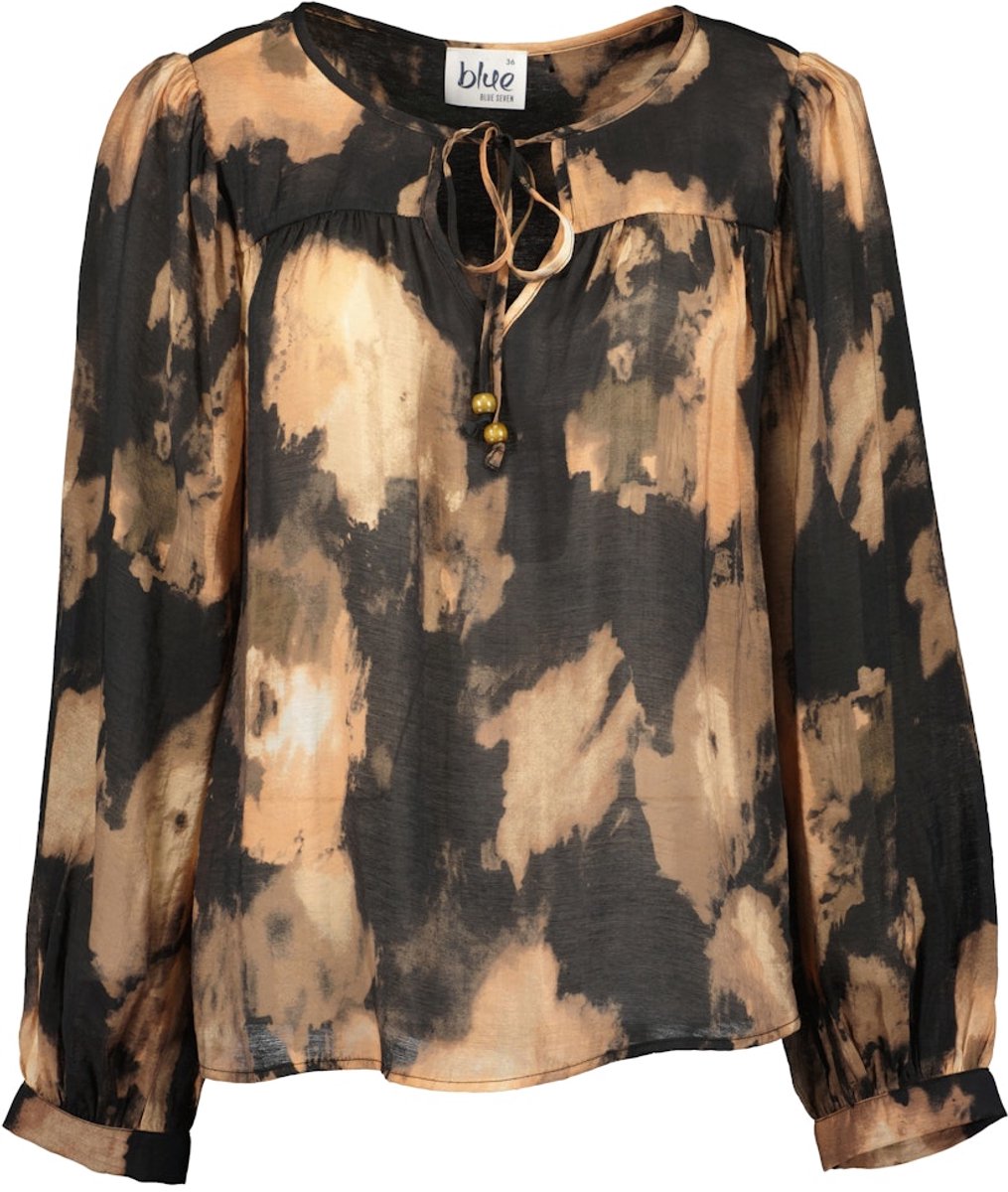 Blue Seven - dames - Blouse 280135 zwart/roze print Blue Seven - maat 38