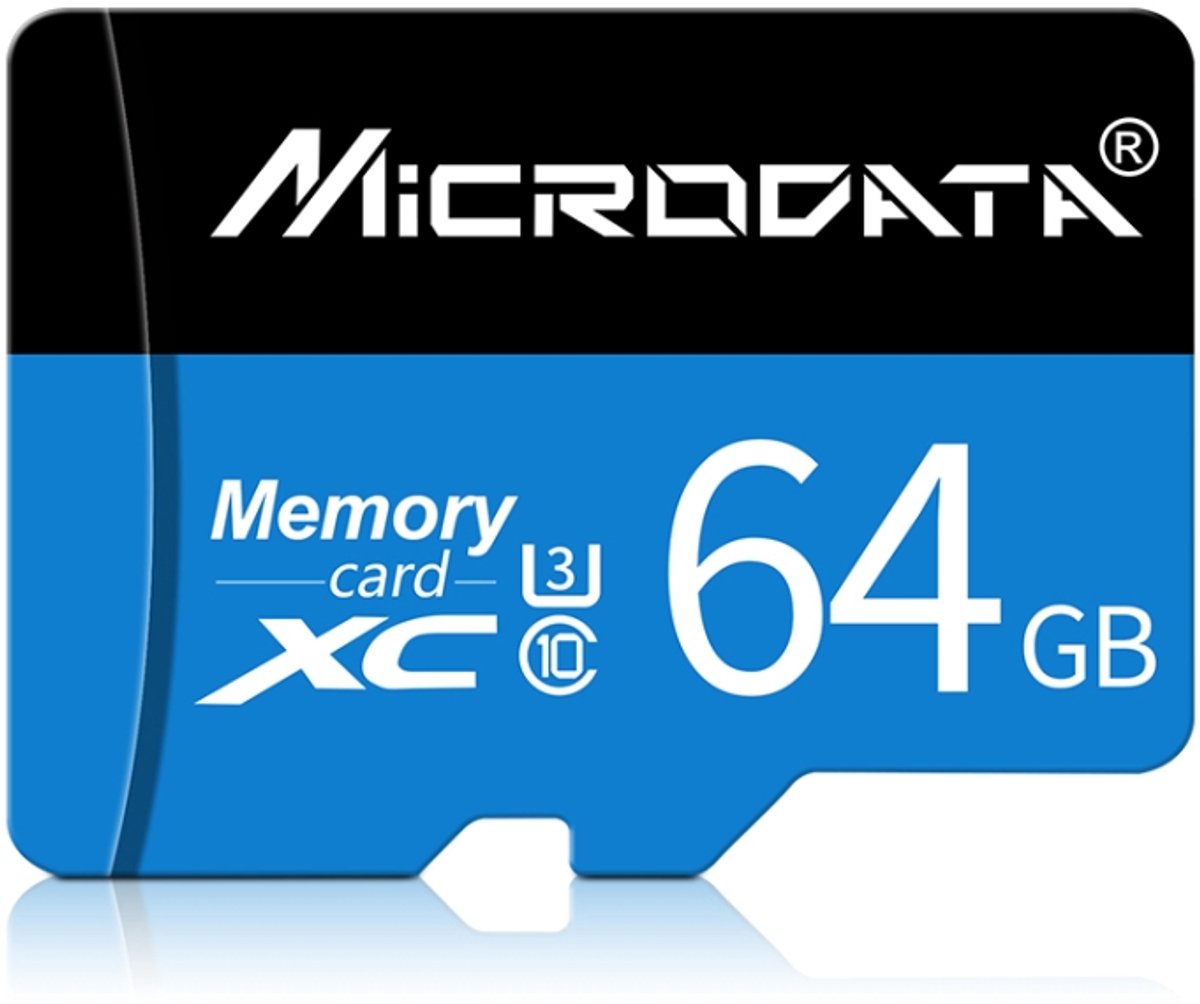 MICRODATA 64 GB U3 blauwe en zwarte TF (Micro SD) geheugenkaart