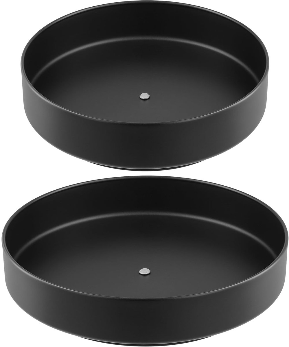 Draaiplateau, 2 stuks, 30 cm en 26 cm, zwart, metaal, draaibaar kruidenrek, draaibare organizer voor keuken
