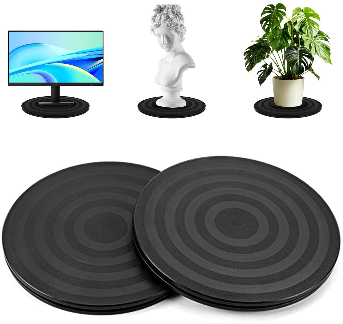 Draaiplateau Zwart 20cm Universele Draaiplateau Klein 360° Draaischijf Draaiplaat Draaistandaard Voor Computer, Laptop, Tv, Monitor, Keuken, 15 Kg