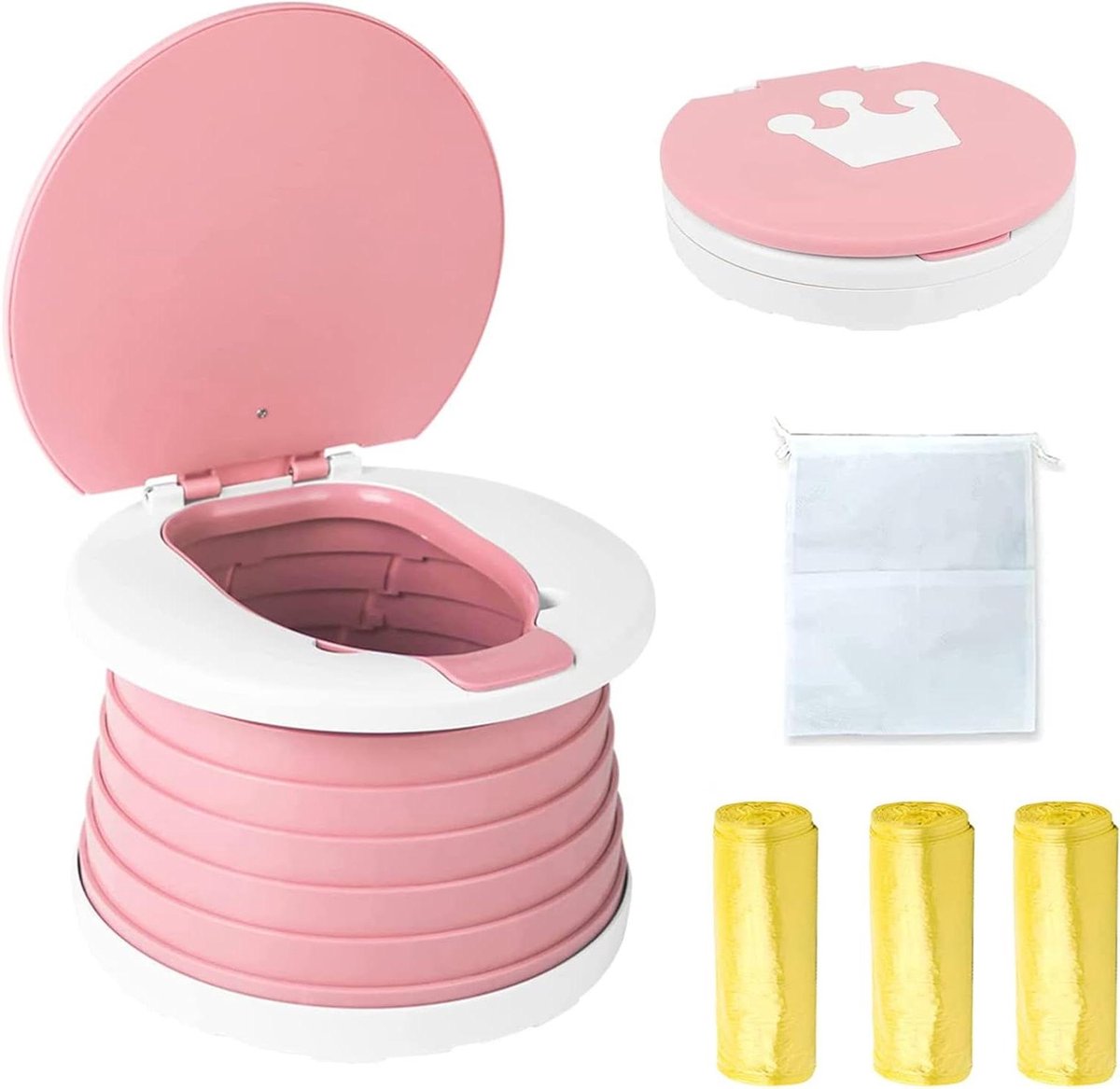 Draagbaar Potje - Opvouwbaar Toilet - Reizen en Noodgevallen - Veilig ABS Materiaal - 9.91 x 9.91 x 4.57 cm