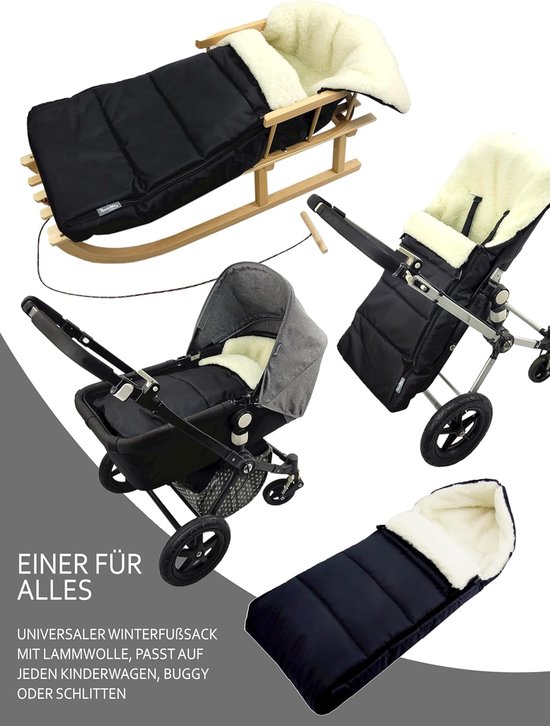 Warme Wintervoetenzak voor Kinderwagen en Buggy met Schapenvacht - 108 cm Bruin van Merkloos — afbeelding 5