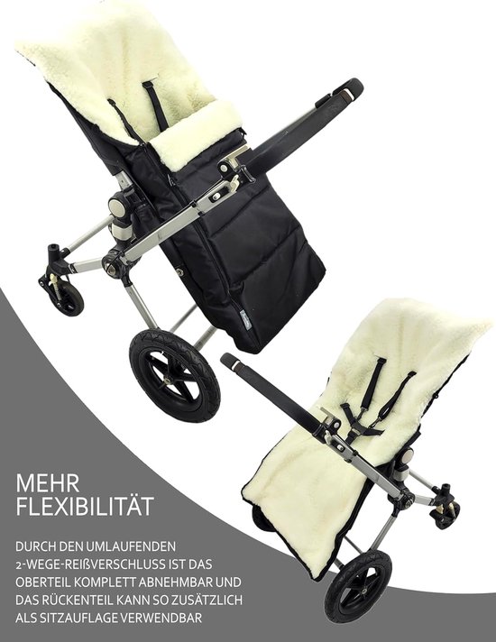 Warme Wintervoetenzak voor Kinderwagen en Buggy met Schapenvacht - 108 cm Bruin van Merkloos — afbeelding 4