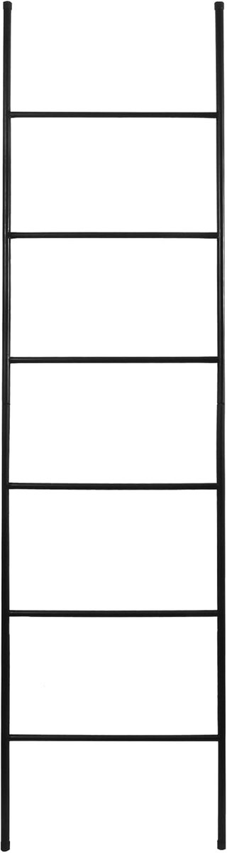 Decoratie ladder - Decoratieve ladder - Handdoekladder - Wandrek - Kledingrek - Vrijstaand - Voor binnen - Decoratieve accessoires - Industrieel - Zwart - Metaal - 171 x 41,5 cm