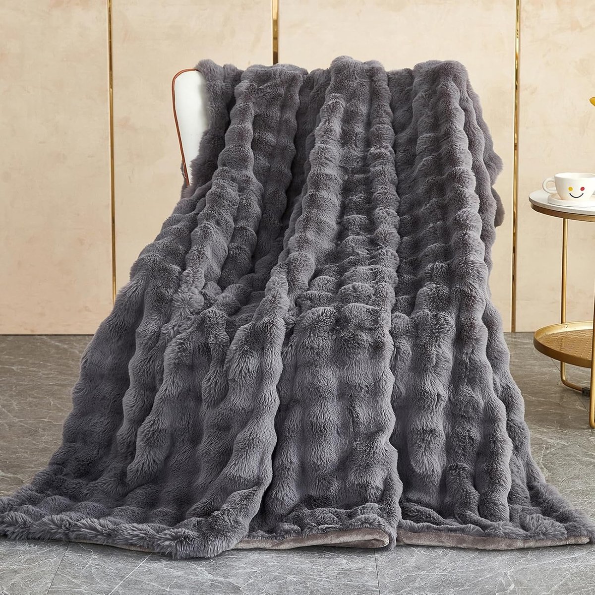 konijnendeken, pluche deken, superzachte woondeken, dik, 1000 g/m², flanel, deken, bankdeken, warme sprei, veelzijdige deken voor bed, bank, slaapkamer, kantoor, wit, 160 x 200 cm