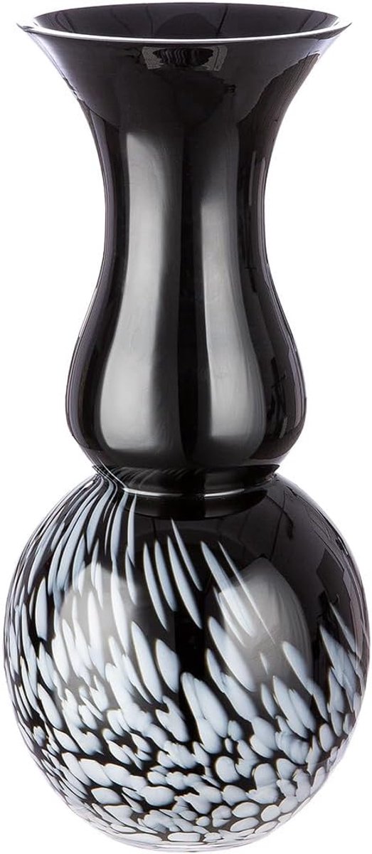 Decoratieve beker vaas zwart wit - moderne decoratieve vaas decoratief object glazen vaas bloemenvaas handgemaakt van gekleurd glas - hoogte 36,5 cm