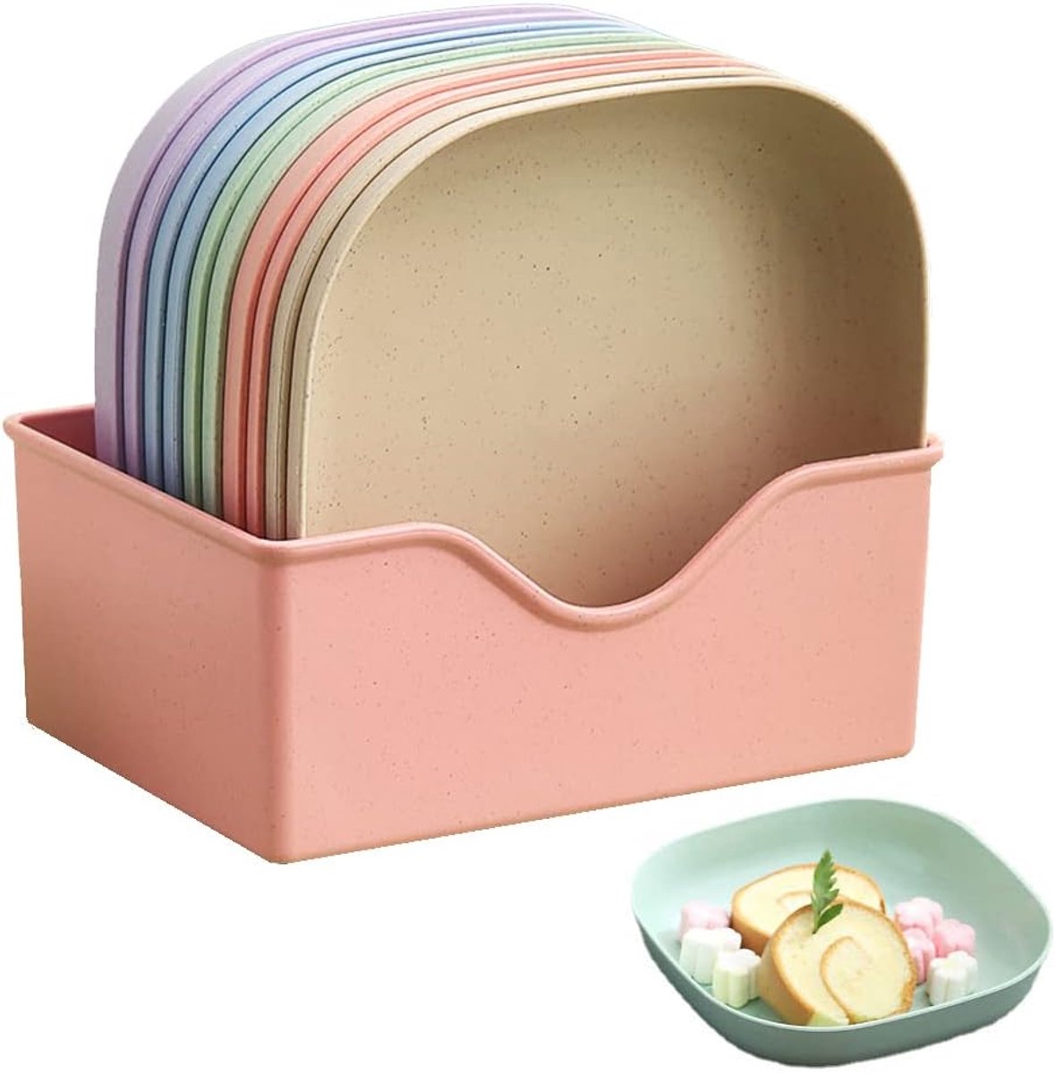 Set van 10 borden, herbruikbaar, campingborden, picknickservies, tafelservies voor cake, desserts, pasta, fruit, keuken
