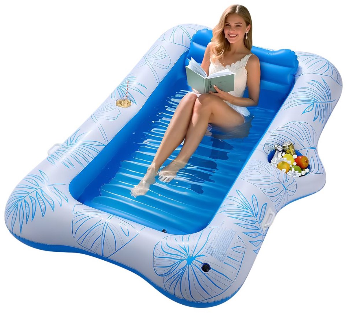 SP® Tanningbed - Opblaasbaar Zonnebad - Opblaasbaar Luchtbed met Kussen - Blauw - 210cm x 128cm x 15cm