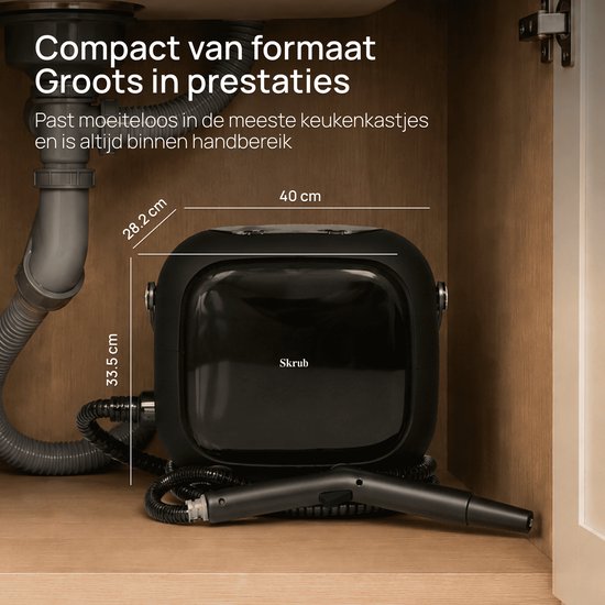 Skrub Stoomreiniger PRO – Tapijtreiniger – Handstomer – 1500W – Stoomdweil & Vloerreiniger – Carpet Cleaner met 20 Accessoires – 45 Min Stomen