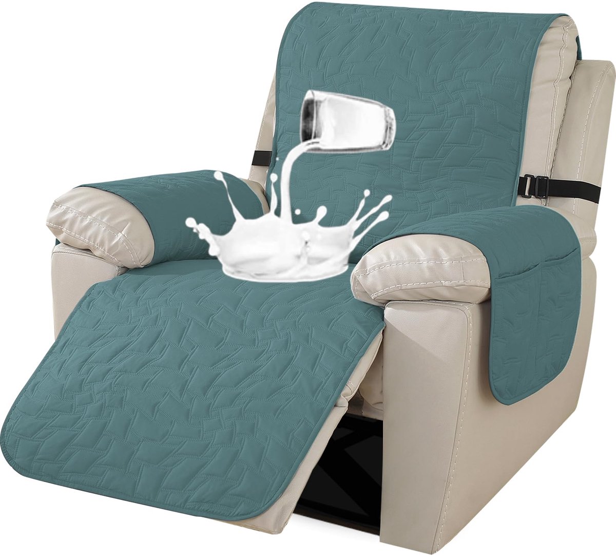 Hoes Voor Fauteuil, Relax Fauteuilbeschermer, Armchair Cover Voor Televisiestoel, Fauteuilhoes met Elastische Band, Relaxstoel Hoes Waterdicht Antislip (Groot 1 Plaats, Lichtblauw)