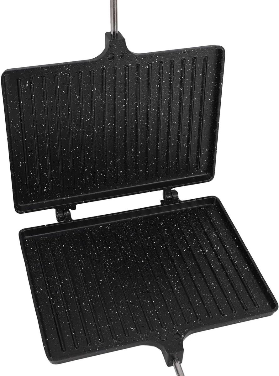 Handmatige Sandwich Maker - Tosti Ijzer - Broodjes Grillen - Antiaanbaklaag - 23 x 17 cm - Zwart