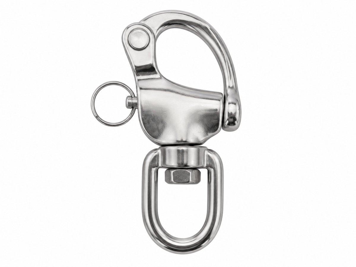 RVS Wartelhaak met draaibaar oog - Snap Hook - Oog 25 x 28 mm - Totale lengte 130 mm