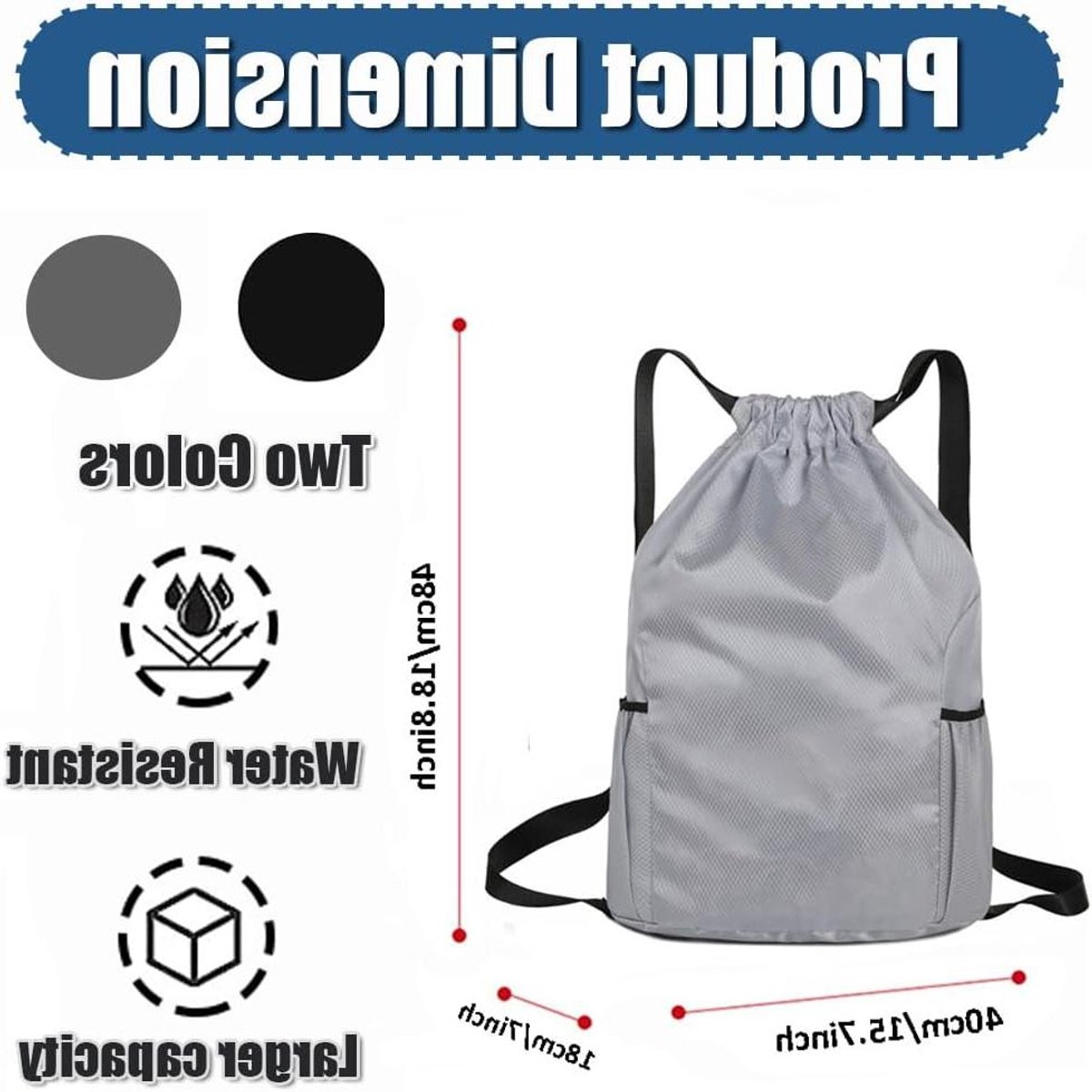 Sporttas Trekkoord - Zwemtas Rugzak - Sporten en Reizen - Waterdicht Krasbestendig - 45 x 20 x 32 cm - Unisex