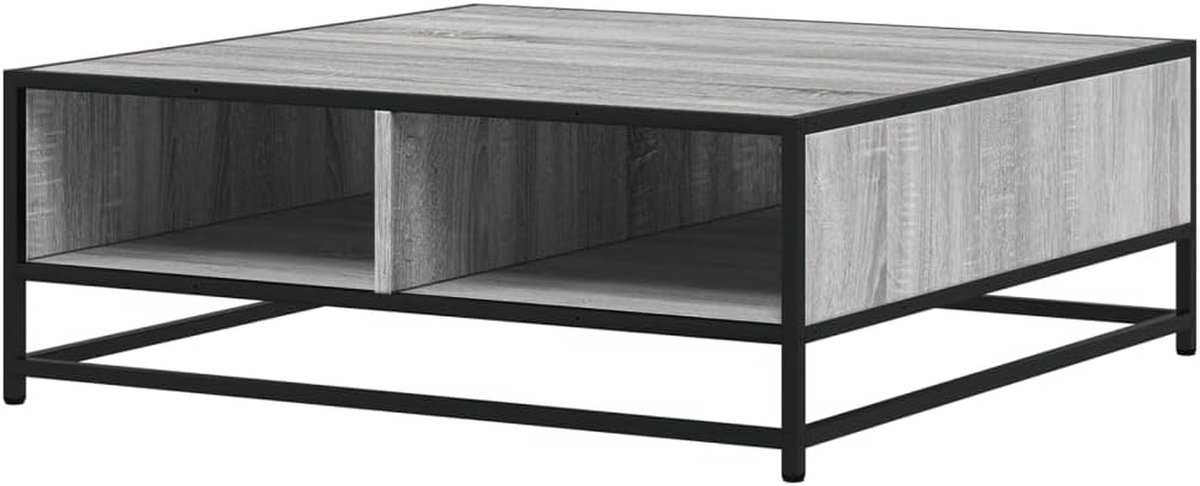 Salontafel Hout Metaal - Koffietafel Bijzettafel - Woonkamer Organiseren - Industriële Uitstraling - 80 x 80 x 30 cm