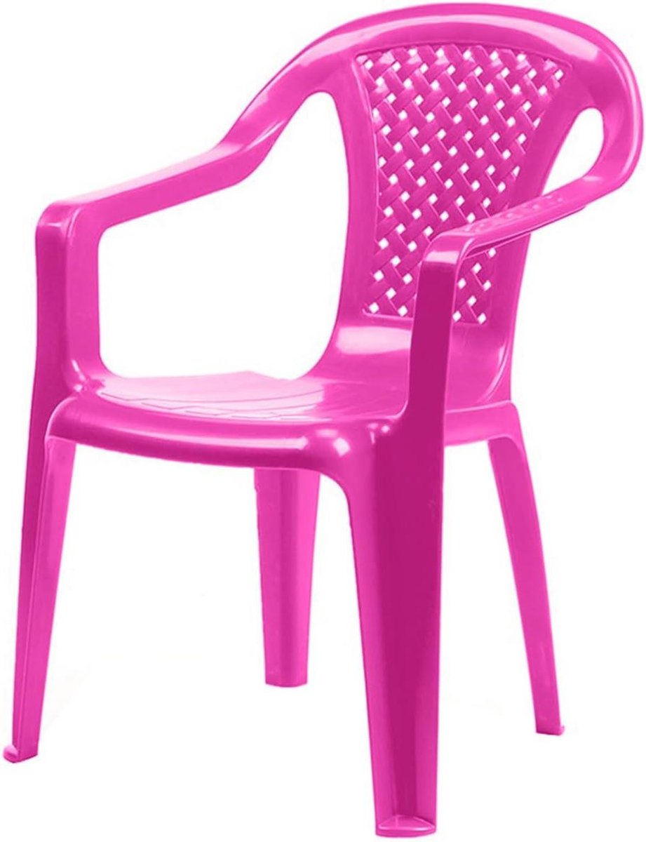 Kinderstapelstoel - Tuinstoel Balkon - Buiten Zitten - Ruimtebesparend Stapelbaar - 52 cm Hoog - Roze