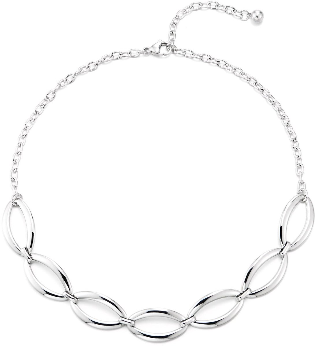 Schakelketting, open ketting schakelketting, zilveren tinten, statement ketting, mode sieraden, Roestvrij staal, Geen edelsteen