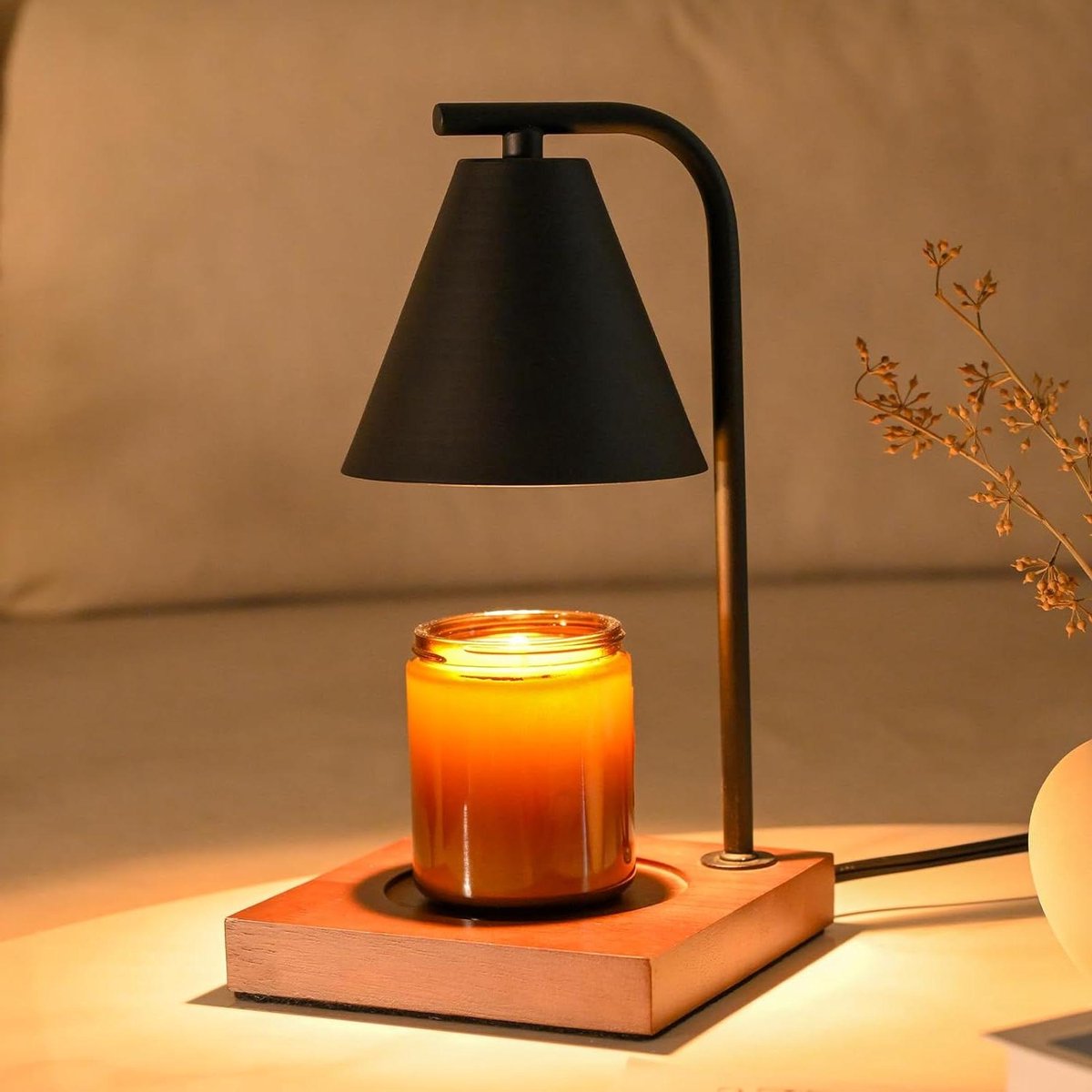 Kaarswarmer Lamp - Geurlamp - Sfeerverlichting Creëren - Inclusief 2 Gloeilampen - 32 cm Hoog - Zwart