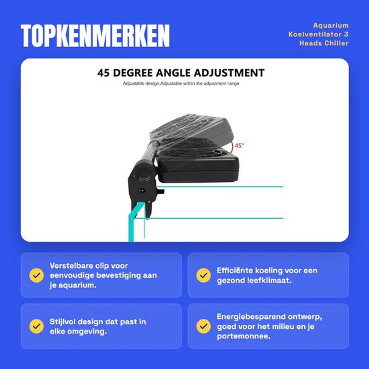 By shayne - Aquarium Koelventilator - 3 Heads Chiller - Verstelbare