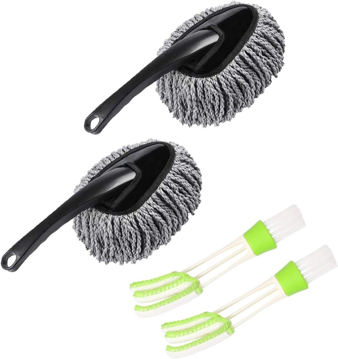 Autostofdoekborstels 2 Stuks - Reinigingsborstels - Auto Reinigen - Zacht Microfiber - 30 cm Lengte - Grijs