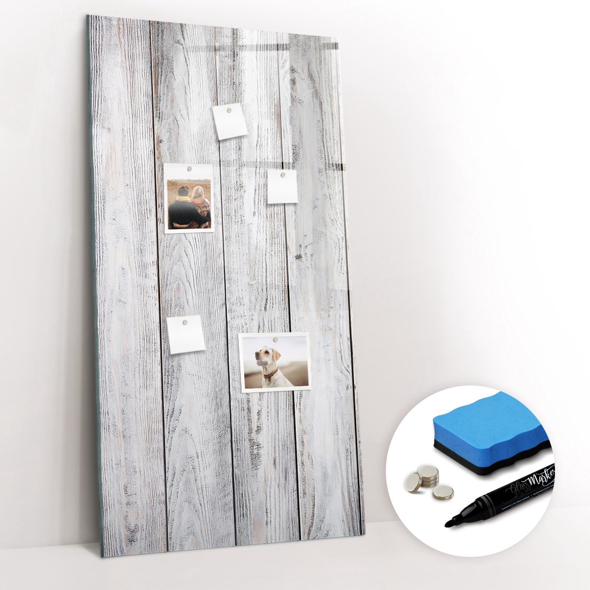 Tulup Whitebord - Geschilderd hout - 60 x 120 cm - Grijs Magnetic Board - Gratis 5 Sterke Magneten + Whiteboard Marker & Wisser - Industrieel Wandbord - Magneetbord Keuken - Inspiratiebord Kantoor