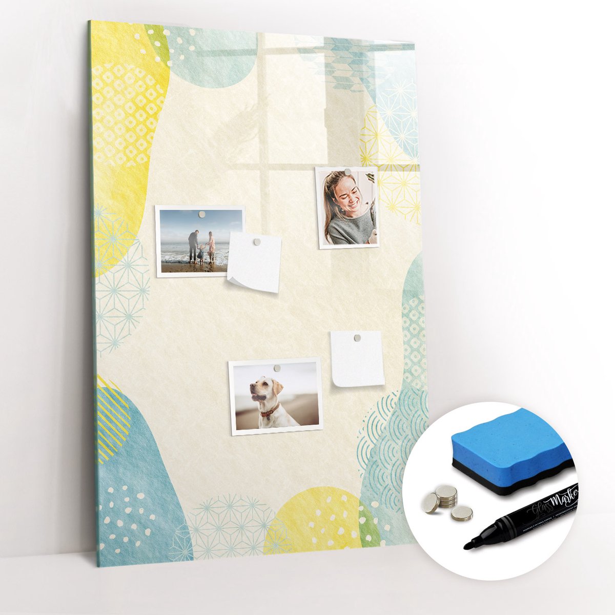 Tulup Whitebord - Decoratief frame - 60 x 90 cm - Veelkleurig Magneetbord Muur - Gratis 5 Sterke Magneten + Whiteboard Marker & Wisser - Organizer Muur - Magneetbord Muur - Notitiebord Werkplek