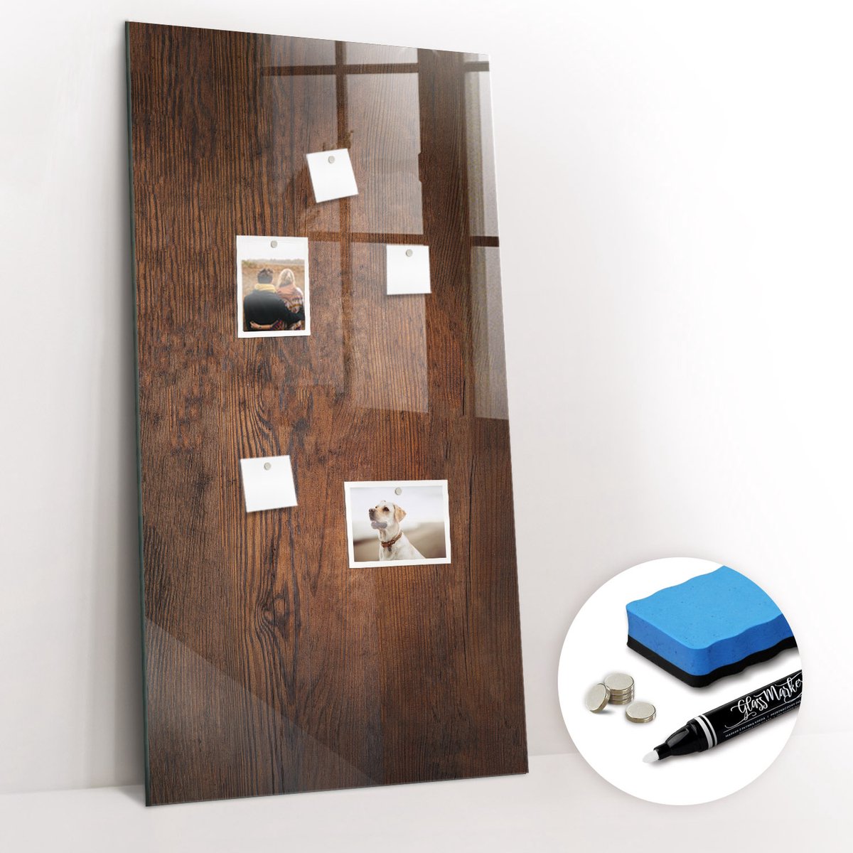 Tulup Whitebord - Donker hout - 60 x 120 cm - Bruin Magneetbord Design - Gratis 5 Sterke Magneten + Whiteboard Marker & Wisser - Organizer Muur - Memobord Magnetisch - Organiseer Je Bureau