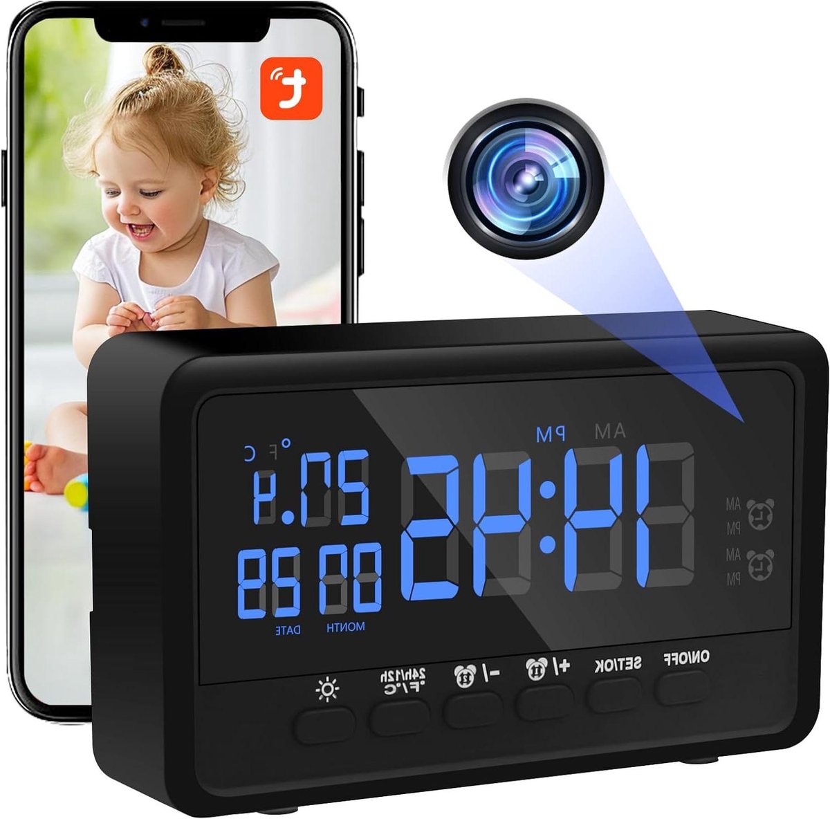 Verborgen Camera - Mini Spycam - Huisbewaking - Dubbele Wifi Frequentie - 1080p HD Resolutie - Zwart