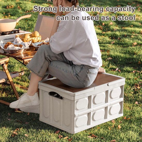 Opvouwbare Opbergbox 30L met Deksel - Kunststof Opbergdoos met Handvat - Camping, Auto & Thuis - 43,5 x 30 x 24 cm — afbeelding 4