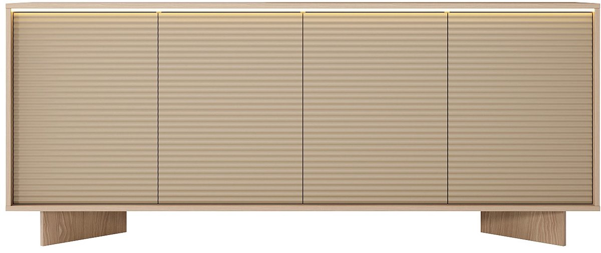 Vente-unique Buffetkast met 4 deuren en leds in MDF - Beige en Natuurlijk licht MAYRONA