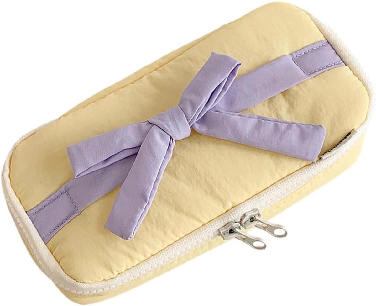 Potlood etui - Pennenzak organizer - School en kantoor - Ruim binnenvak - 21x10.5x5 cm - Geel