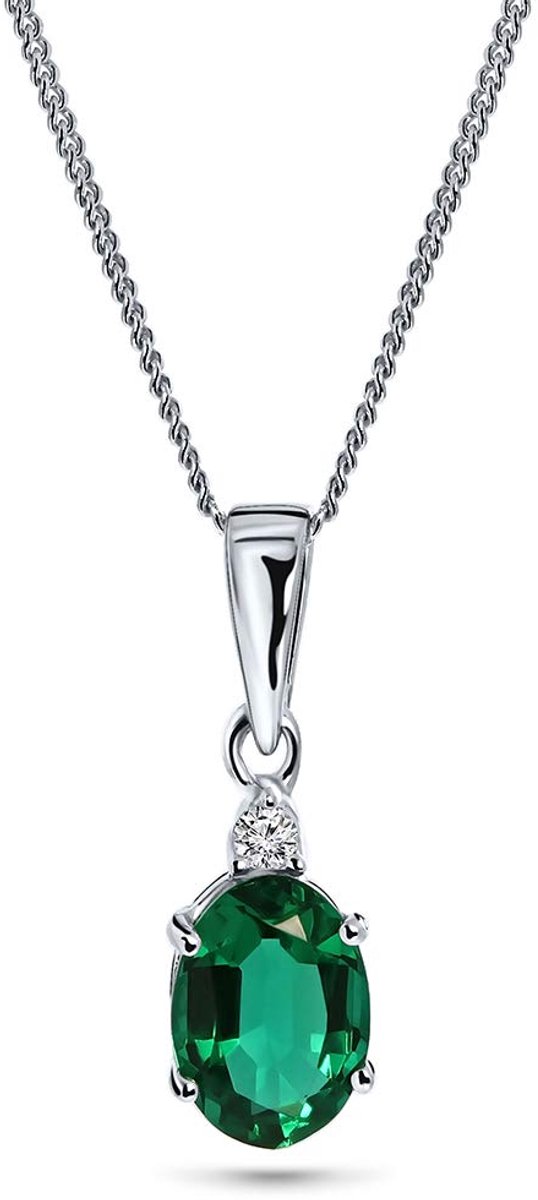 Dameskettingen van geelgoud/witgoud, 9 karaat 375, hanger met natuurlijke diamant en ovale edelstenen van groene smaragd, blauwe saffier / robijnrood, baardketting, 45 cm, handgemaakt