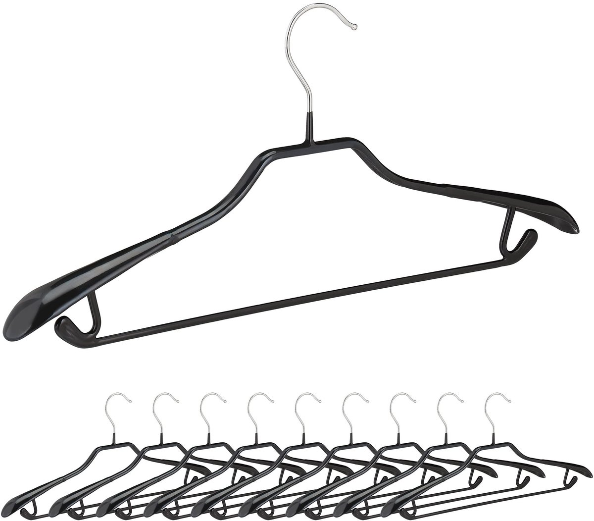 Broekhanger, anti slip, van metaal, ruimtebesparend, 44 cm, zwart