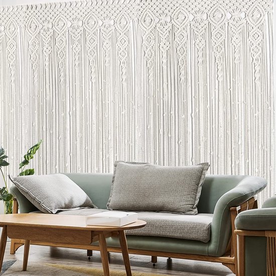 Macramé wandtapijt, handgemaakte geweven tapijt, ruimteverdeler, gordijnen, boho-deurgordijn voor bruiloft, achtergrond, raamgordijnen, woondecoratie, 100 x 200 cm — afbeelding 2