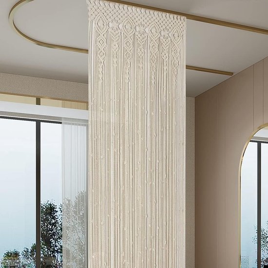 Macramé wandtapijt, handgemaakte geweven tapijt, ruimteverdeler, gordijnen, boho-deurgordijn voor bruiloft, achtergrond, raamgordijnen, woondecoratie, 100 x 200 cm — afbeelding 4