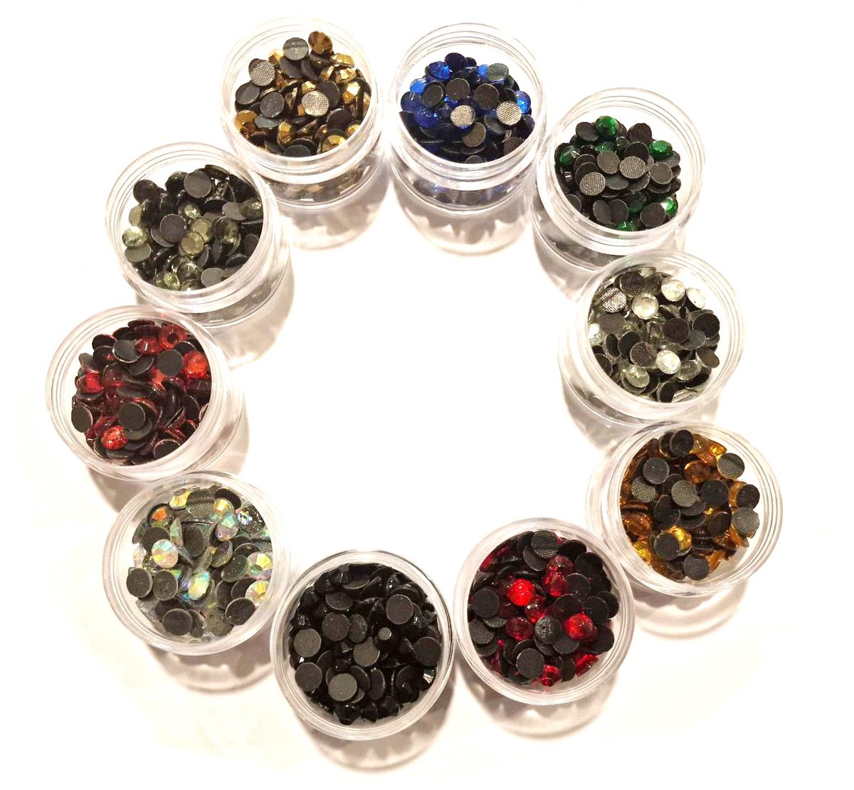 Strasssteentjes, 6 mm SS30 AAA-kwaliteit, om op te strijken, 10 kleuren, met sorteerdoos, glittersteentjes, strassteentjes, zelfklevend, hot lijm