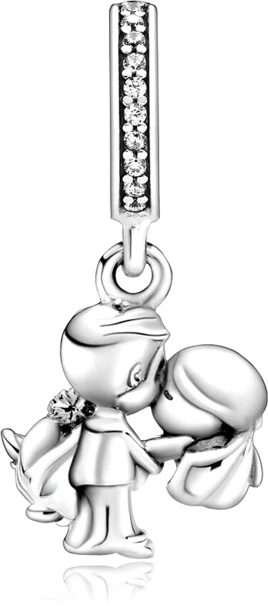 Charm Love You Hearts Hanger S925 Sterling Zilver Armband Bead met Cubic Zirconioa voor Europese Armbanden Halsketting, Moederdag-sieraden Cadeau Kerstmis voor Dames Heren