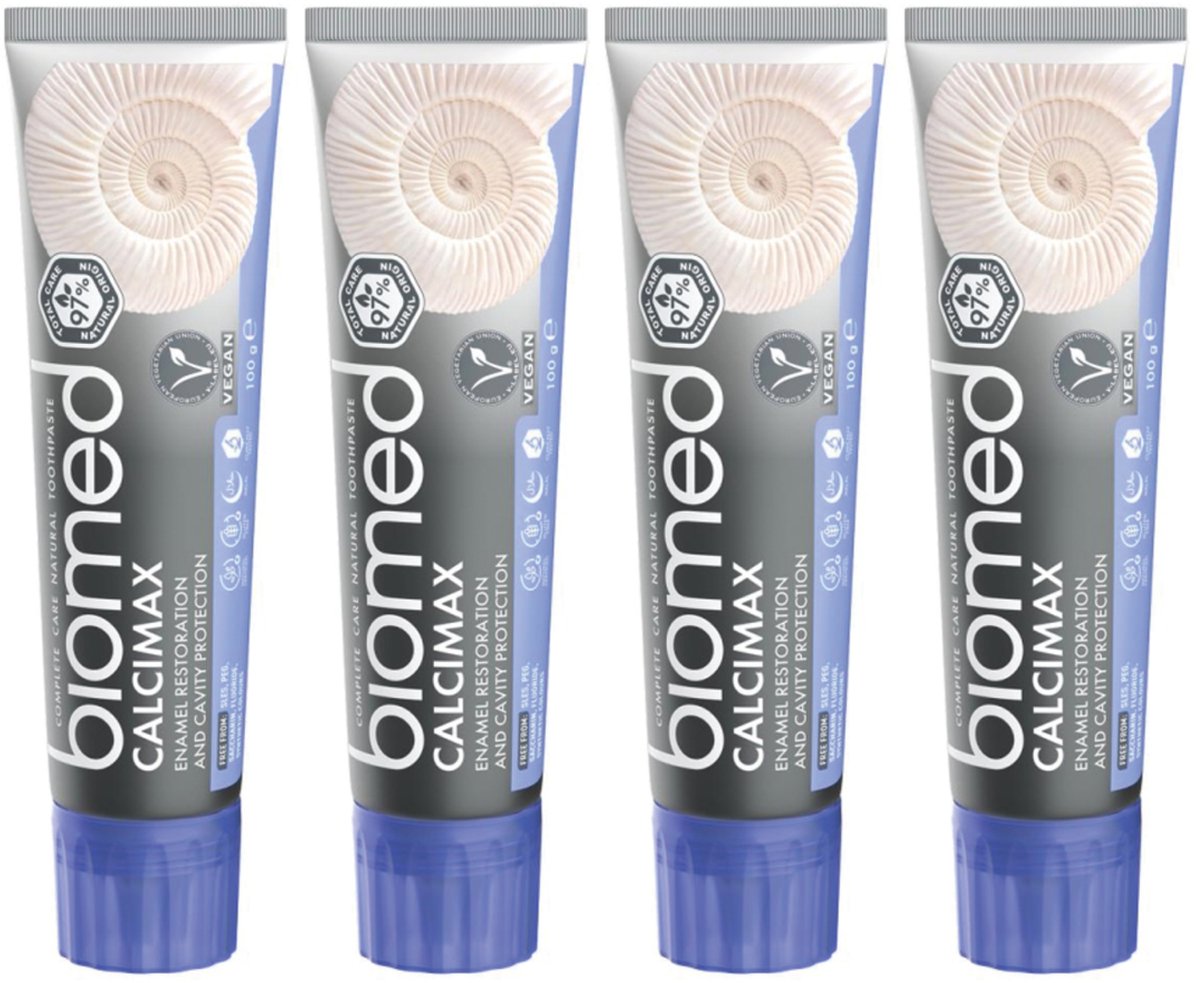 BIOMED Calcimax - Tandpasta zonder fluoride - Remineralisatie van glazuur, 4-pack