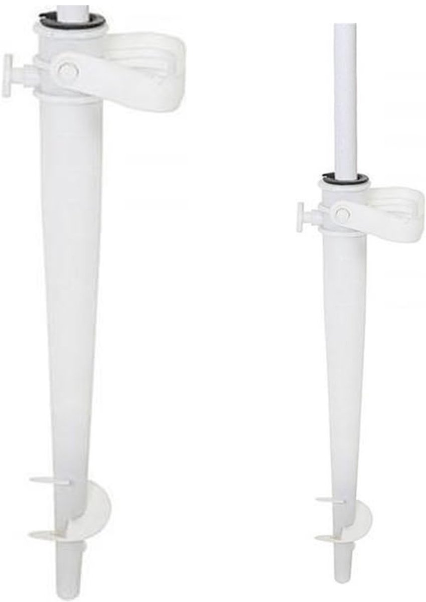 Parasolhouder - Parasol - Prik - Grondanker - Grondboor - Strand - Wit - Kunststof - 44 cm - Schroef