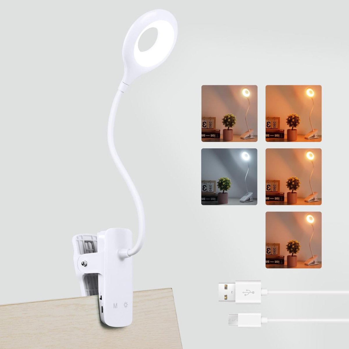 CRLYN® Leeslamp met Klem - Bureau Lamp - Lezen en Werken - Wit