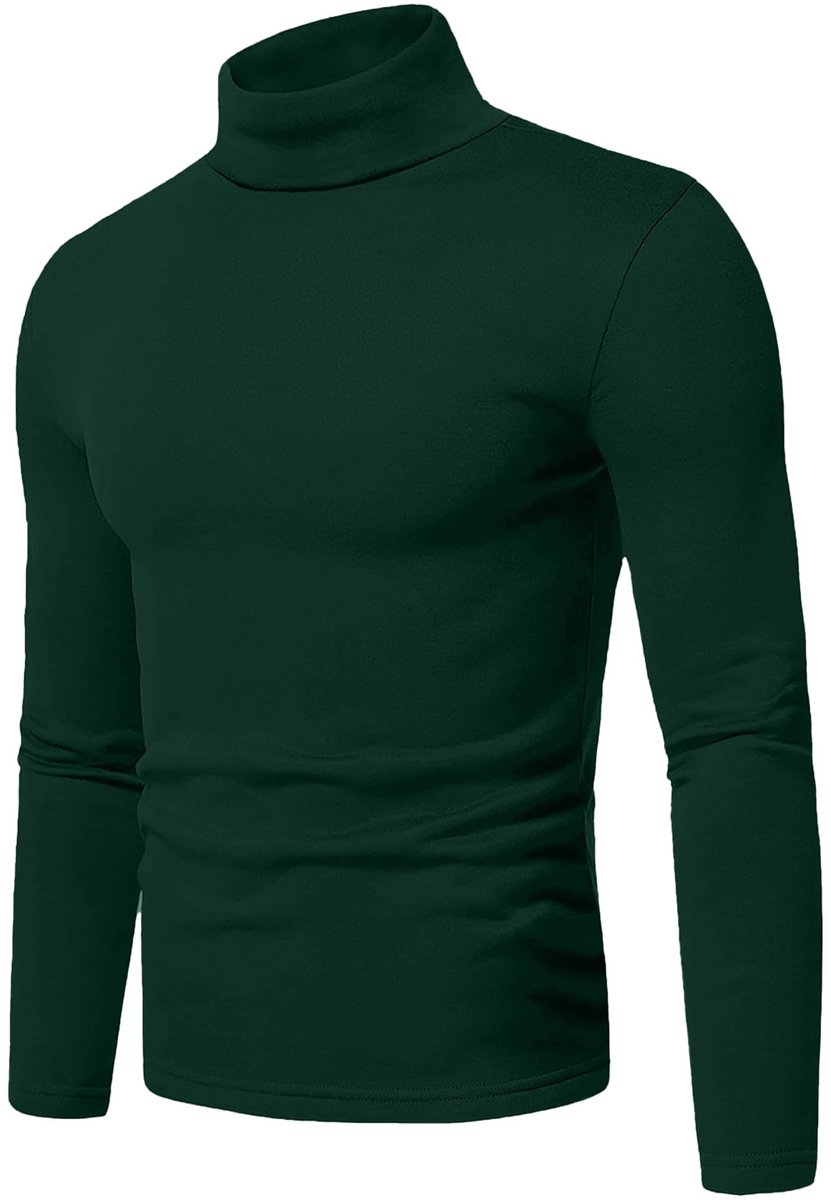 Thermisch onderhemd voor heren, lange mouwen, rolkraag, katoen, thermoshirt, stretch, basislaag, warm onderhemd voor de winter