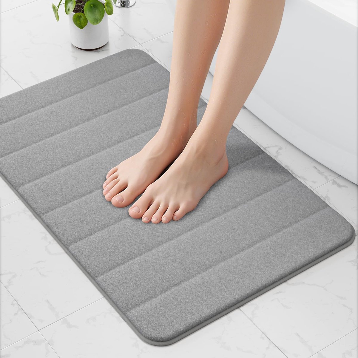 Badmat van traagschuim, 50 x 80 cm, grijs, ultrazacht, antislip, super absorberend badkamertapijt
